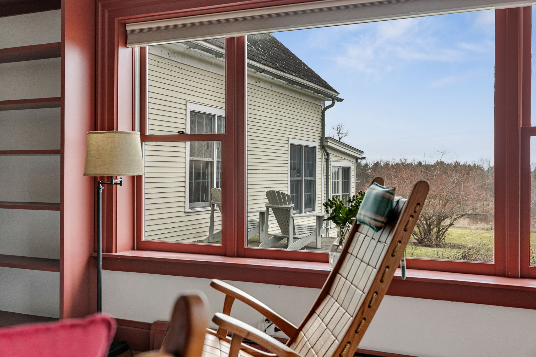 Farm House library window view